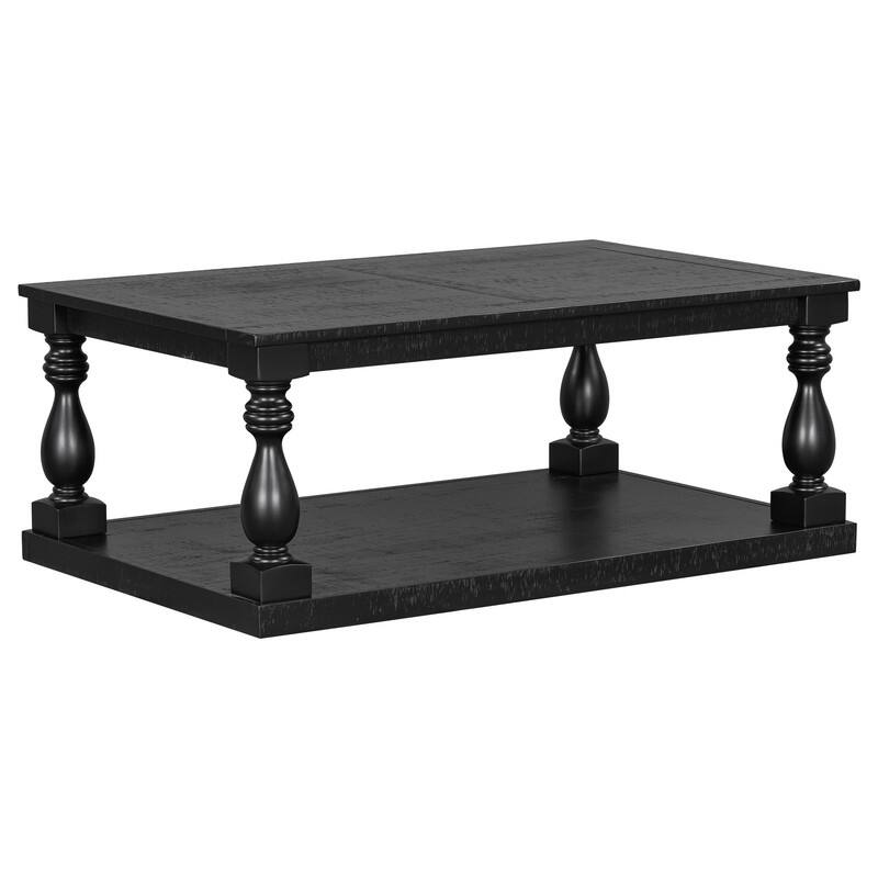 Vintage 45.2" Solid Wood Coffee Table with Open Shelf