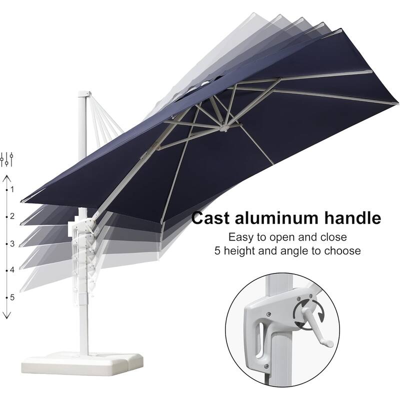 PURPLE LEAF 10 x 13 ft White Cantilever Patio Umbrella with 360 Degree Rotation With Base