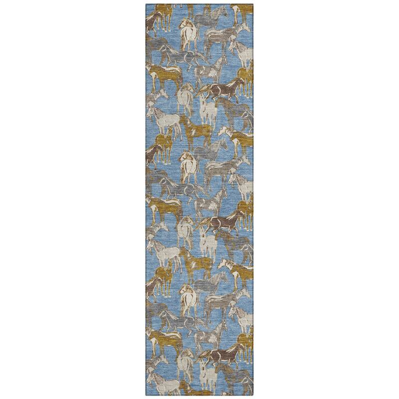 Machine Washable Indoor/ Outdoor Horse Herd Chantille Rug