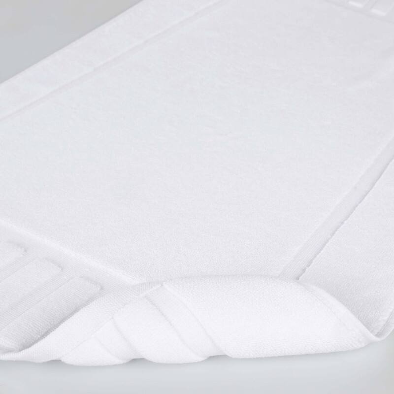 Blue Nile Mills 100% Cotton Solid Modern Geometric Border Absorbent Heavy Washable Bath Mats, Set of 2