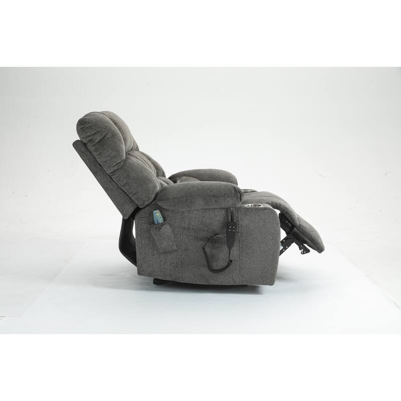 Lift Recliner Chair with Heat & Massage, Dual OKIN Motor Heavy-Duty Recliner Chair, Lounge Chair with Side Pockets & Cup Holders