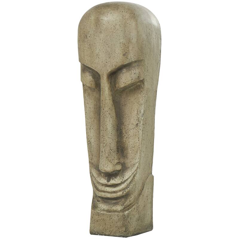Gray Resin Tall Distressed Totem Face Decorative Sculpture