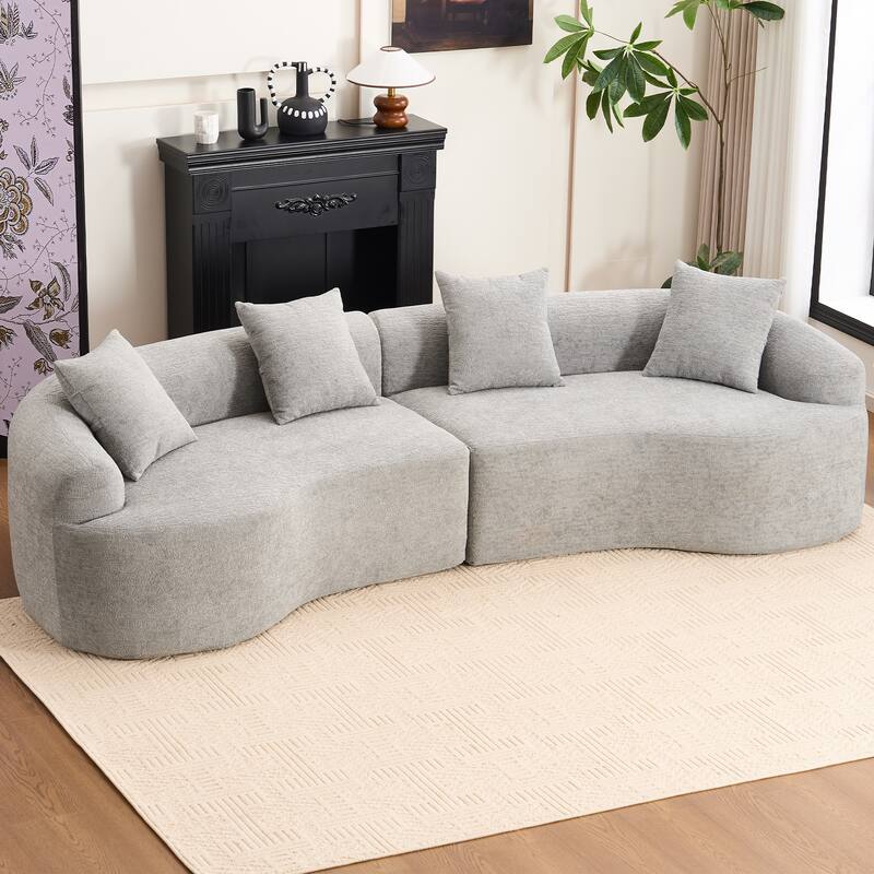 110" Foam Classic 4-Seater Sofa with 4 Pillows for Apartment