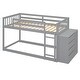 preview thumbnail 10 of 11, Twin over Twin Bunk Bed wGuardrail, Cabinet, 4 Drawers,3 Shelves,Grey