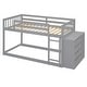 preview thumbnail 10 of 11, Twin over Twin Floor Bunk Bed with 4 Storage Drawers & 3 Shelves, Wooden Bunk Bed Frame w/Built-in Ladder, Safety Guardrail,Grey