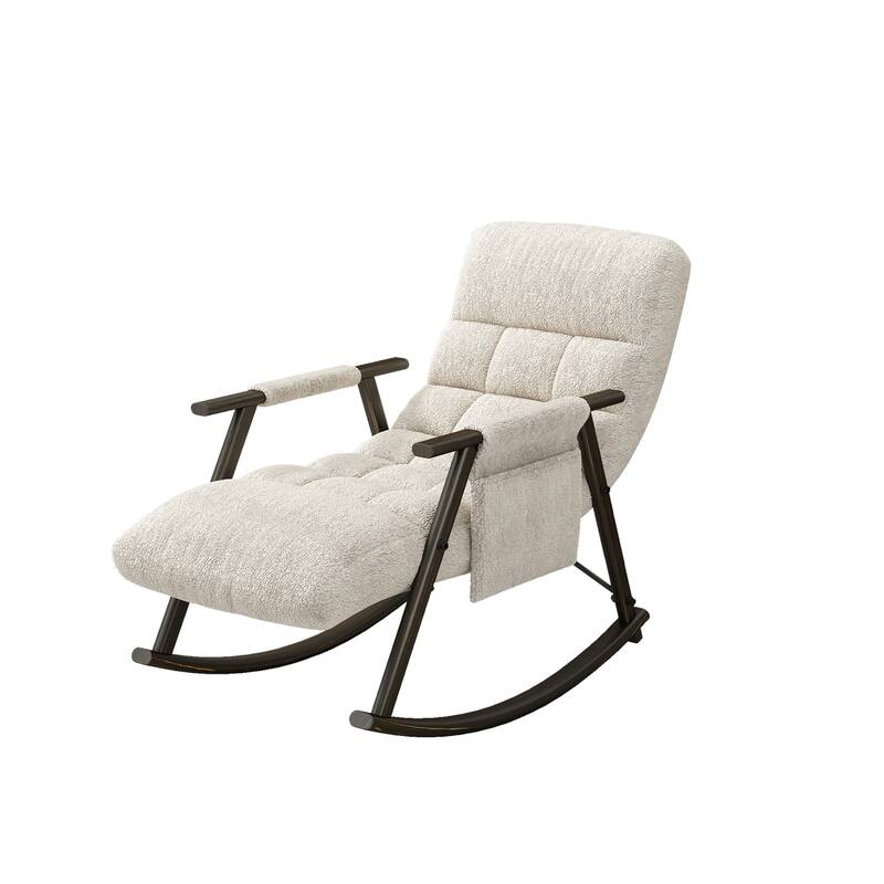Modern 42.2" Velvet High Back Rocking Chair with Foot Rest and Side Pockets for Living Room