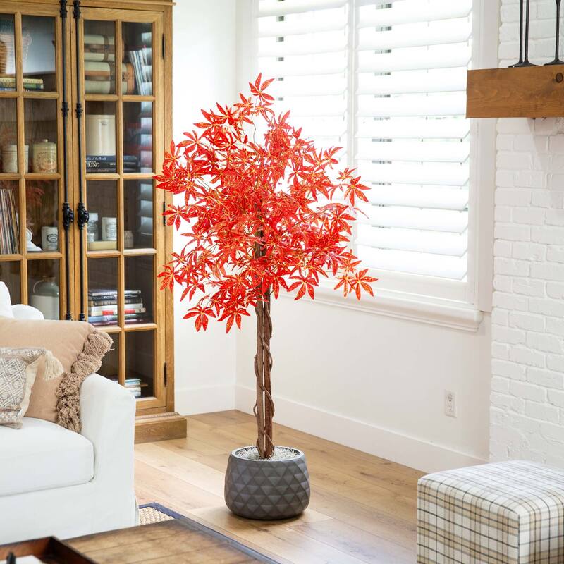 Artificial Autumn Maple Potted Tree - 5' - Orange and Yellow