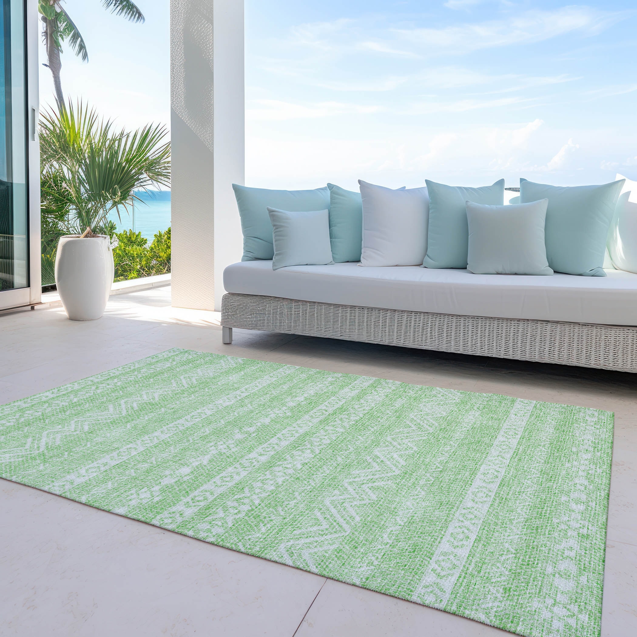 Machine Washable Indoor/ Outdoor Chantille Stripes Boho Rug