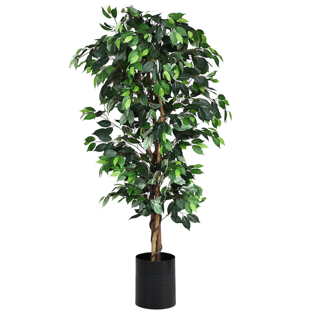 Gymax 6Ft Artificial Ficus Tree Fake Greenery Plant Home Office - 1 PCS