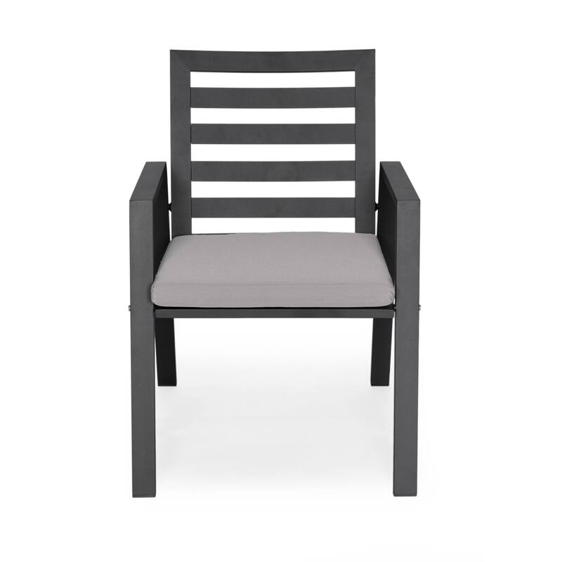 7-Piece Outdoor Dining Set in Black Aluminum Chelsea Series by LeisureMod