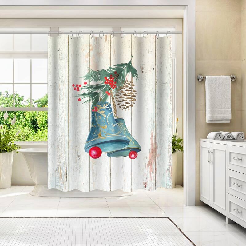 Americanflat 71" x 74" Shower Curtain, Christmas Bells by PI Creative