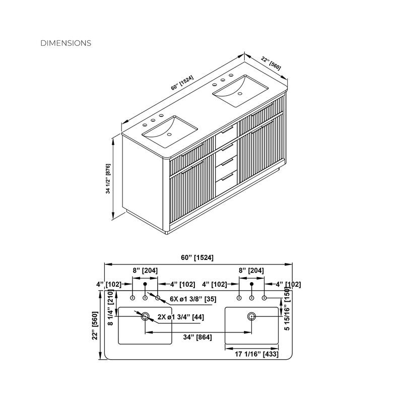 OVE Xander Bathroom Vanity with White Engineered Stone Top