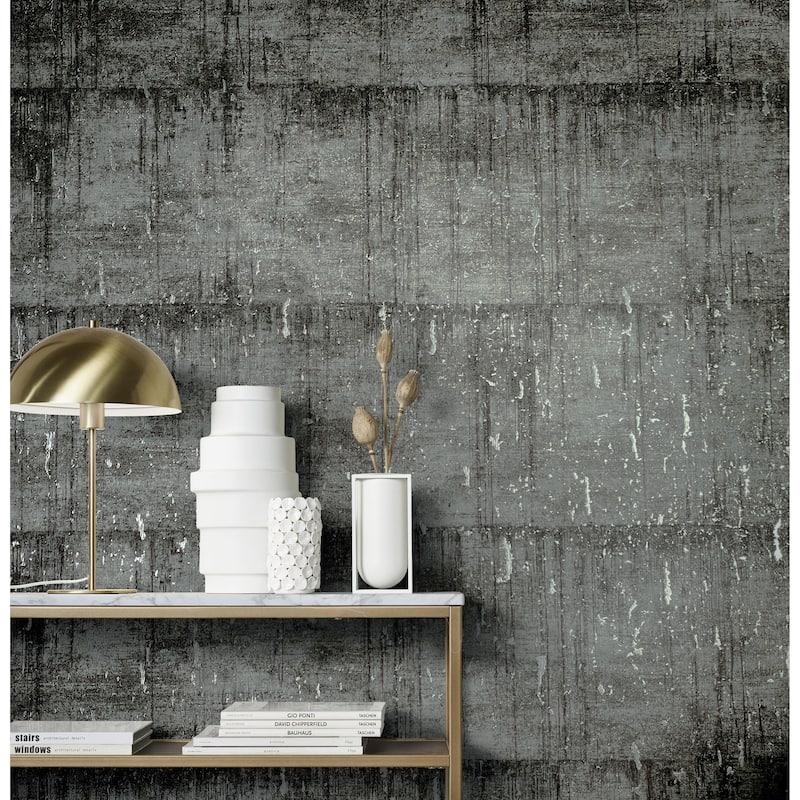 Galerie Wallcoverings Air Collection Metallic Aged Concrete Textured Wallpaper Roll