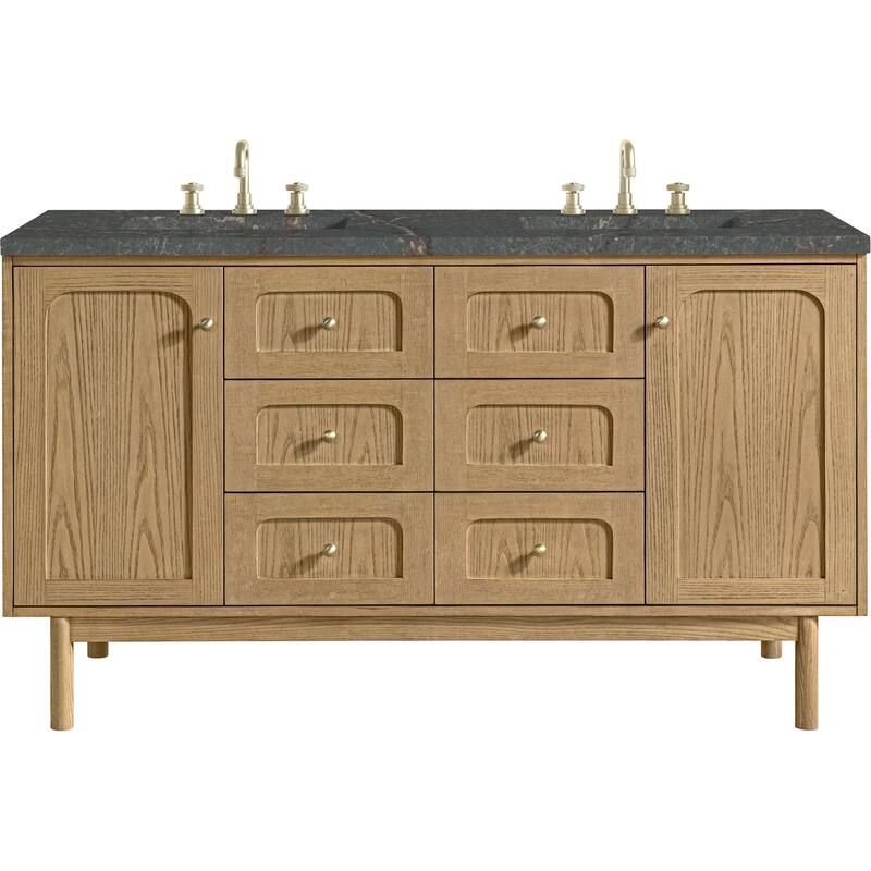 James Martin Vanities 545-V60D-FPBL Laurent 60" Wall Mounted or Free - Light Natural Oak - Oak Finish