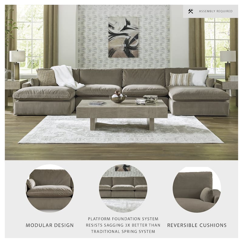 Signature Design by Ashley Sophie Brown 4-Piece Sectional with Chaise - 172"W x 67"D x 36"H