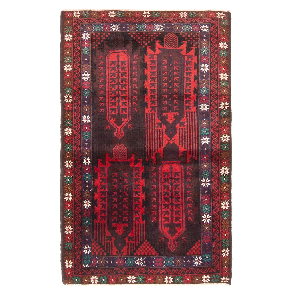 ECARPETGALLERY Hand-knotted Teimani Dark Brown Wool Rug - 2'11 x 4'9