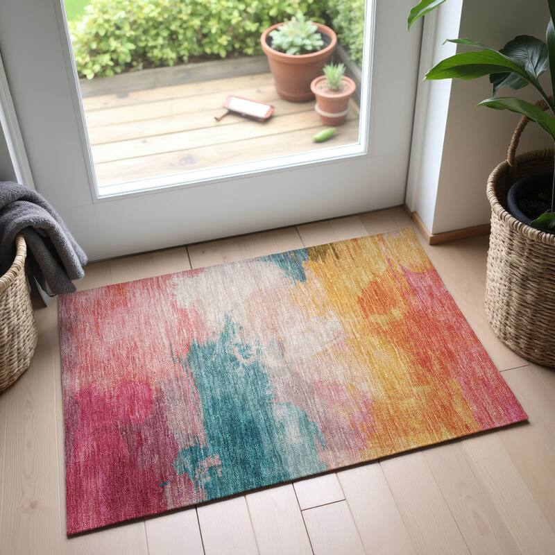 Premium Washable Super Soft Abstract Ombre Mayfield Rug - Pink - 1'8" x 2'6"