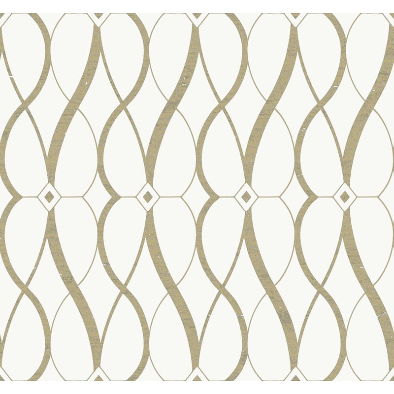 Fontaine, Graceful Geo 26.9' L X 27" W, Wallpaper Roll - Cream & Gold