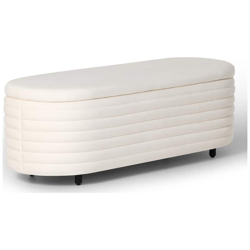 Farrah Velvet Polyester Flip Top Storage Ottoman - 54"