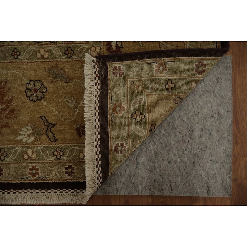 Hand Knotted Oriental 100% Wool Carpet Traditional Floral Brown Agra Area Rug - 12' 3'' X 9' 2''