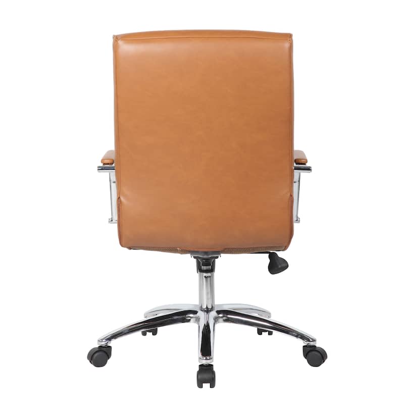 Megh Rolling Executive Conference Chair, Caramel Vinyl, Spring Tilt