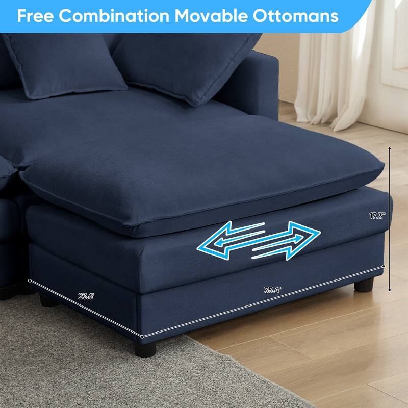 Mixoy 217''U-Shaped Modular Sectional Sofa,8-Seater Cloud Couch with Ottoman and Cushions,Sleeper Deep Seat Couches - 6+2