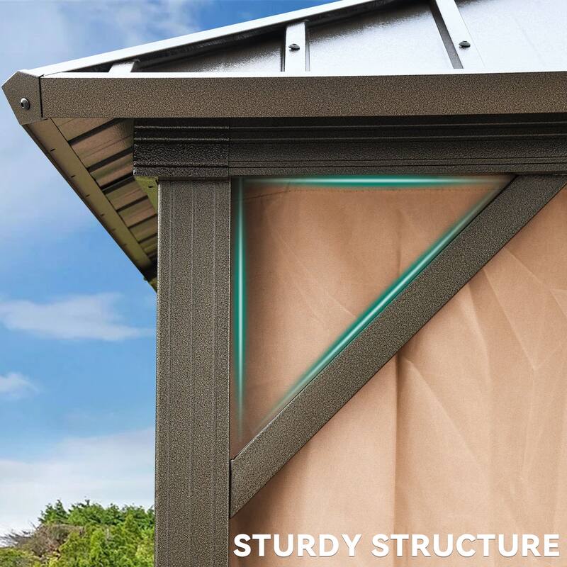 Outdoor Aluminum Hardtop Gazebo With Nettings And Curtains