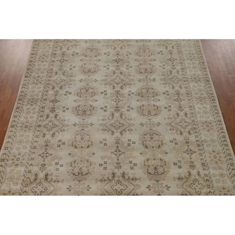 Transitional Oushak Area Rug Hand-Knotted Oriental Wool Carpet - 9'0"x 11'11"