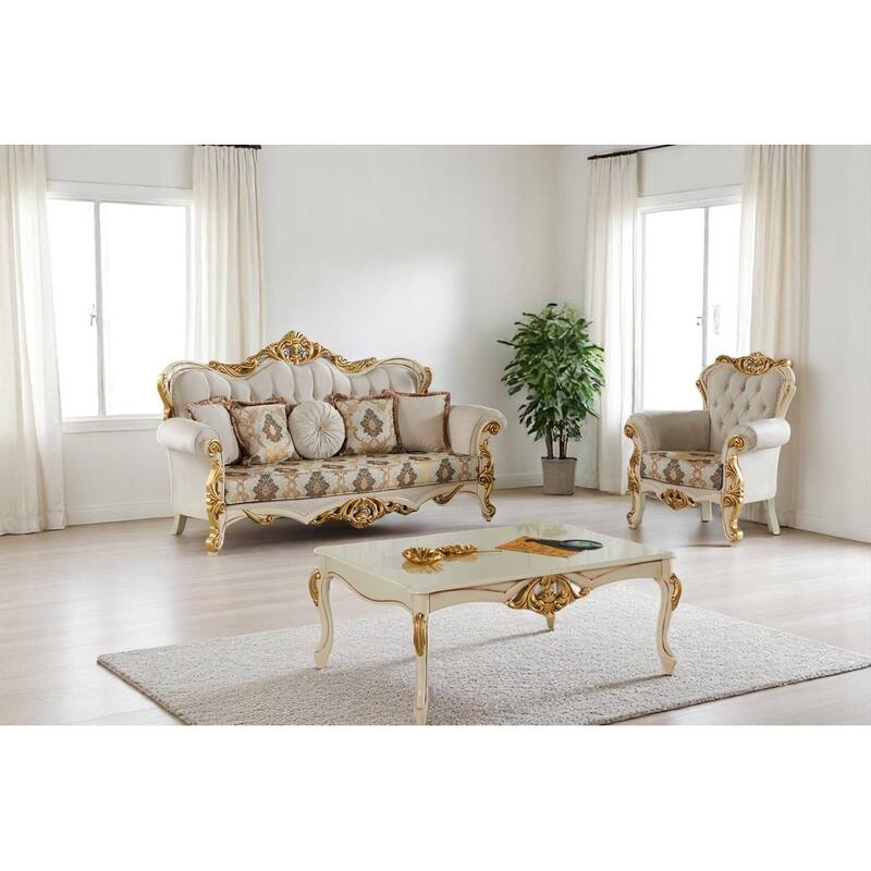 Bellagio 2 Pieces Living Room Sets 1 Sofa 1 Chair - Cream