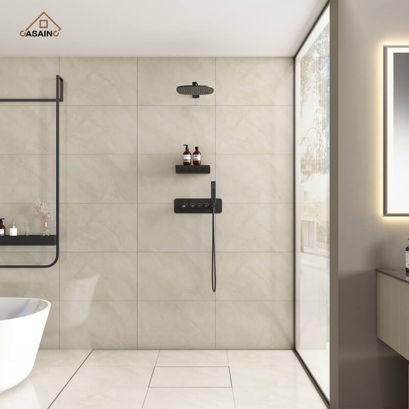 CASAINC 12 in. Square Shower Faucet 2.5 GPM with Body Spray, Valve Included
