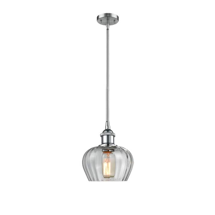 Innovations Lighting Fenton 7" Wide Mini Pendant - Polished Chrome / Clear Fluted