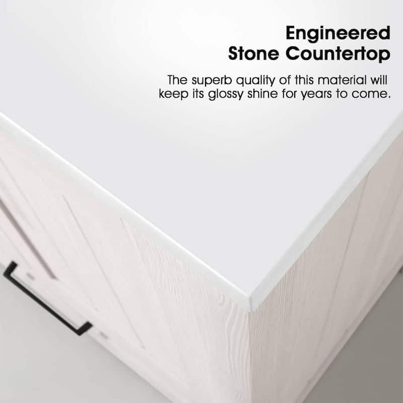 Icelume White 36 inch Cultured Marble Bathroom Vanity Top