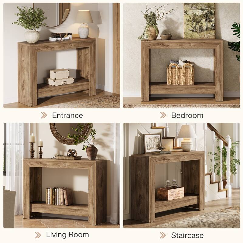 Small Industiral Wood Console Sofa Table for Entryway