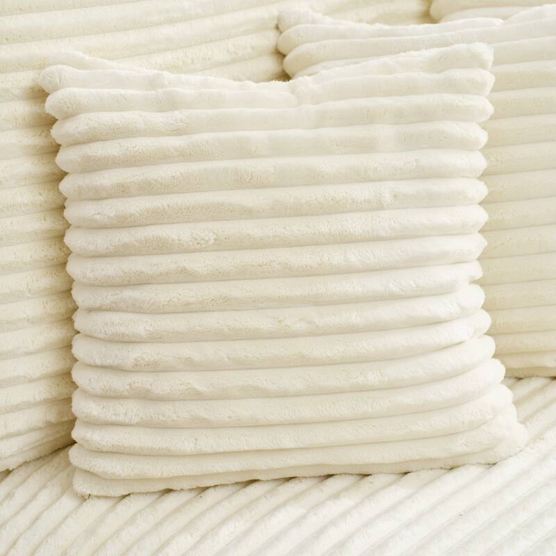 Oversized Fan-shaped Corduroy Couch, 2-piece Sectional Sofa with 4 & 8 Throw Pillows