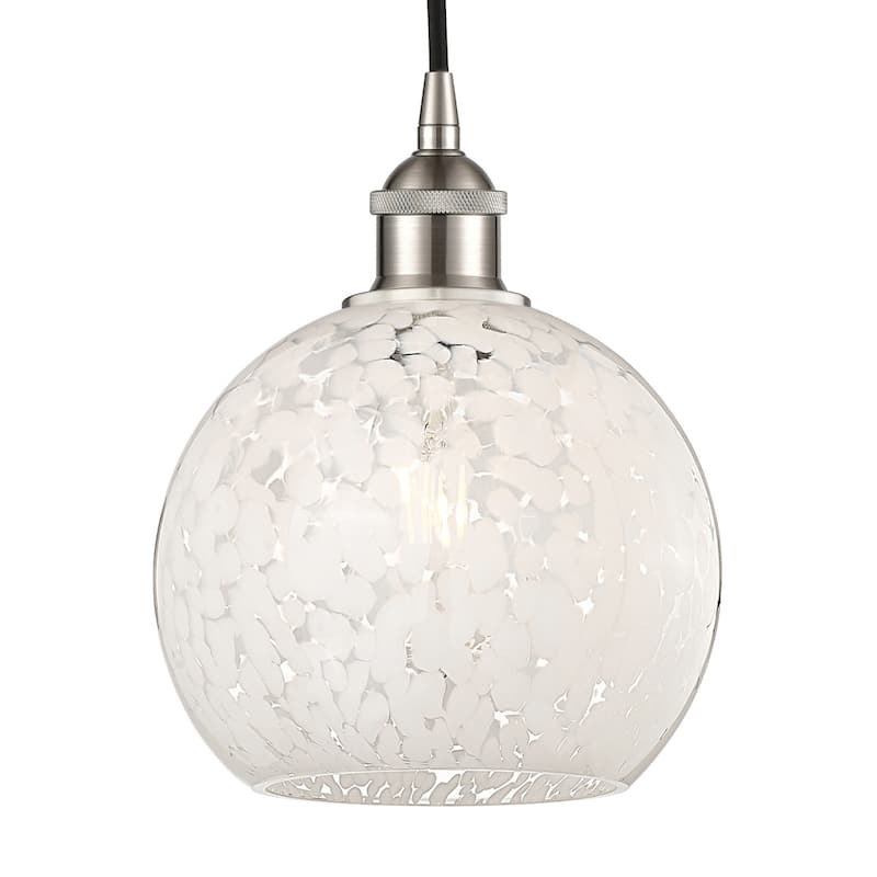 Innovations Lighting 616-1P 10 8 White Mouchette Pendant White - Brushed Satin Nickel