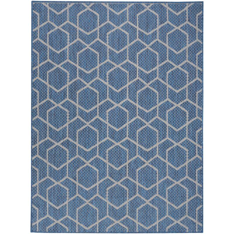 Nourison Horizon Indoor/Outdoor Geometric Area Rug - 5' x 7' - Denim