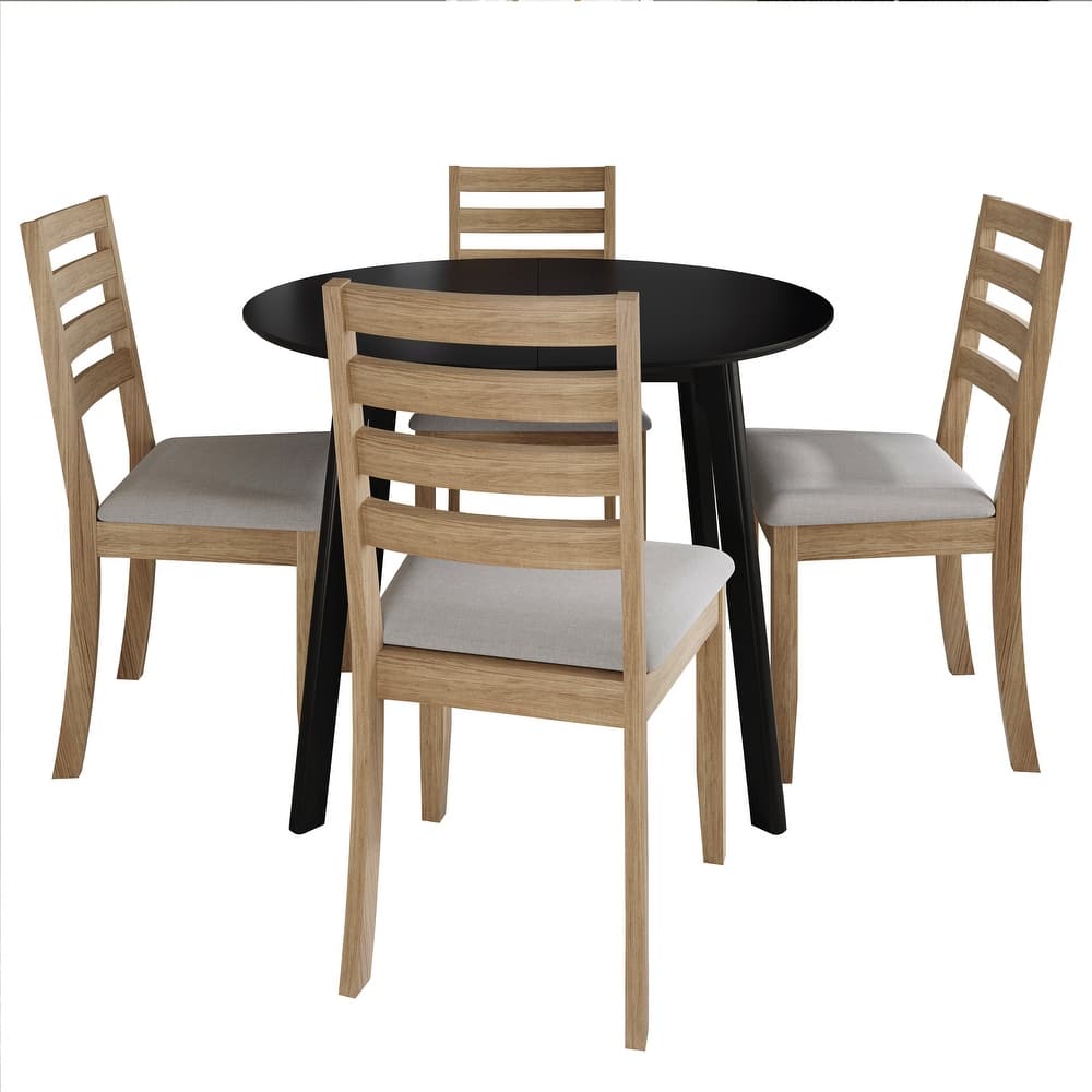 CraftPorch Timeless 4-Piece Chair and Round Table Wooden Dining Set