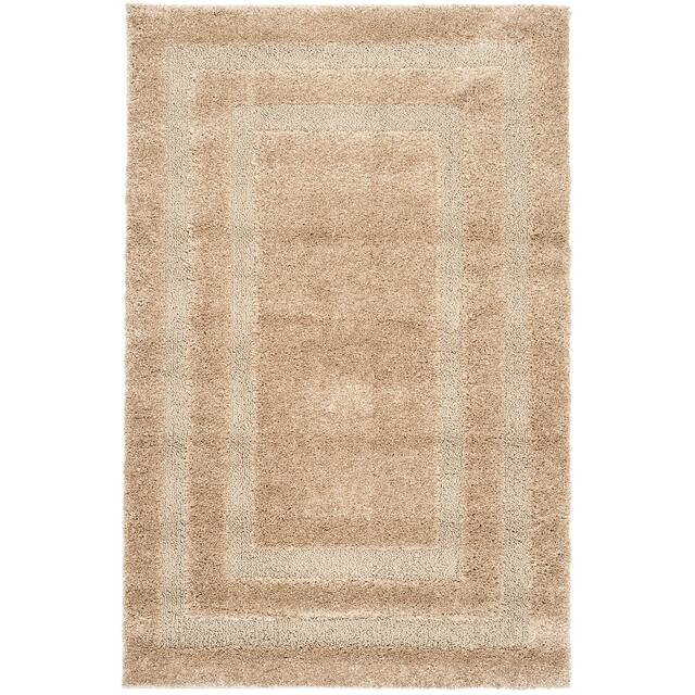 SAFAVIEH Florida Shag Carlinde Border 1.2-inch Thick Rug - 2'3" x 4' - Beige/Beige