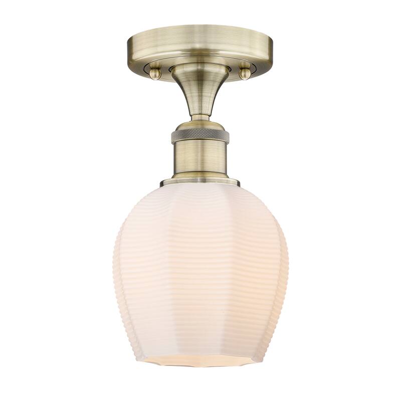 Innovations Lighting Edison Norfolk - 1 Light 6" Semi-Flush Mount - Antique Brass/Matte White