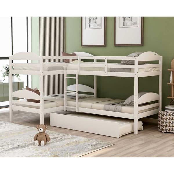 Shop Merax Twin L Shaped Triple Bunk Bed With Trundle And Ladder On Sale Overstock 31825461