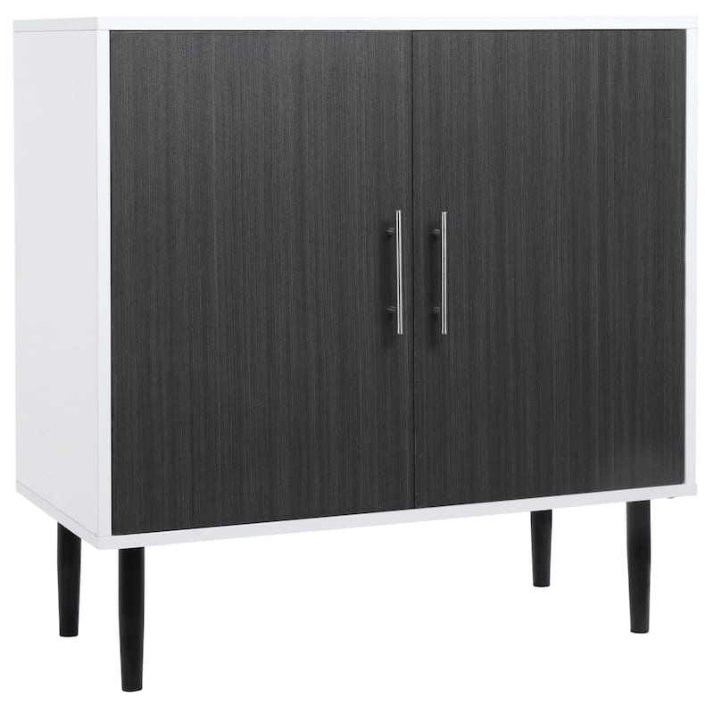 HOMCOM 2-Door Storage Cabinet with Adjustable Shelf, Free Standing Accent Sideboard and Buffet, Grey / White