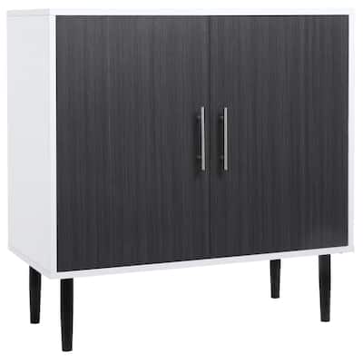 HOMCOM 2-Door Storage Cabinet with Adjustable Shelf, Free Standing Accent Sideboard and Buffet, Grey / White