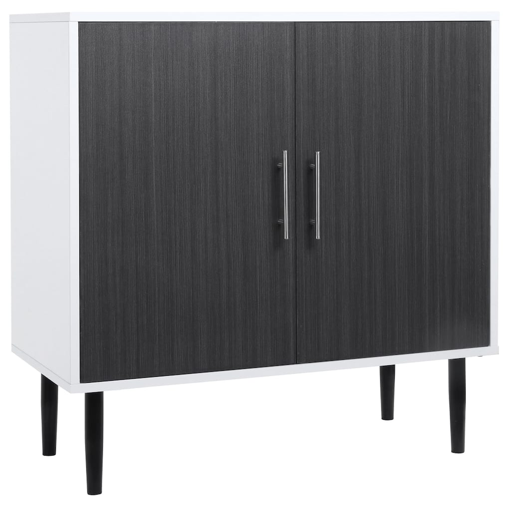 HOMCOM 2-Door Storage Cabinet with Adjustable Shelf, Free Standing Accent Sideboard and Buffet, Grey / White