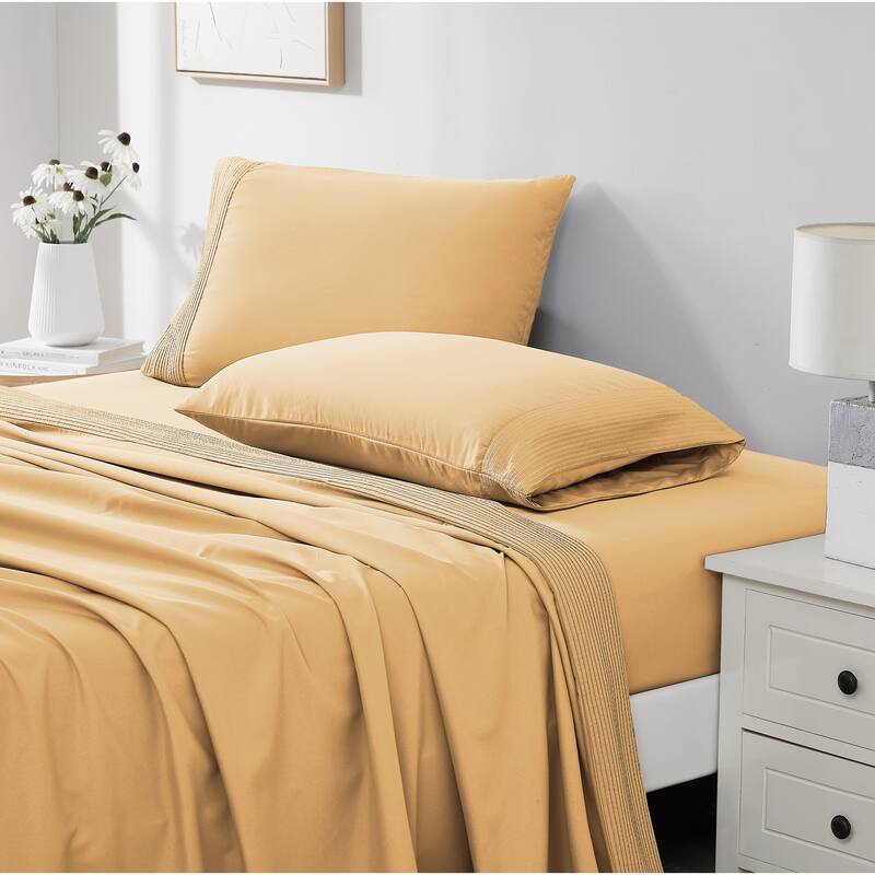 Vilano 21-inch Extra Deep Pocket 4-Piece Bed Sheet Set with Pleated Hem