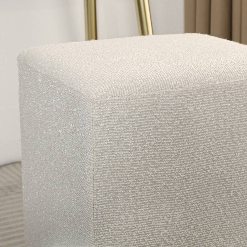 Adeco Ottoman Footrest Vanity Stool Gold Trim Footstool