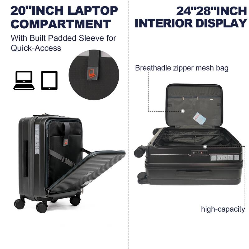 Luggage,with front opening,TSA approved lock,hardshell suitcase