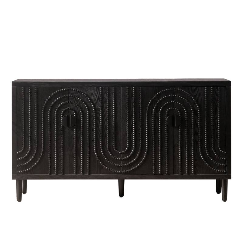 Modern Sideboard Cabinet with Decorative Nailhead Accents