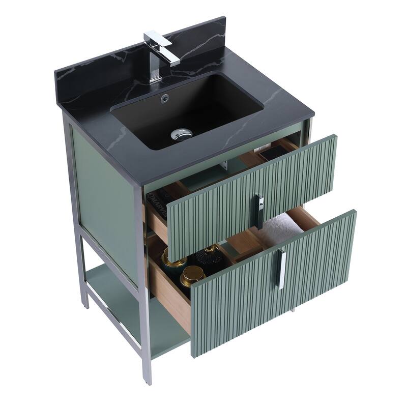 Fine Fixtures Serenity Modern Bathroom Vanity with Black Sintered Stone Top