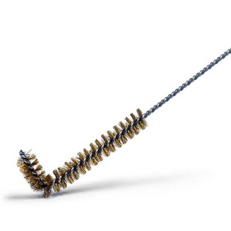 Brushtech L-Shape Fryer Cooling System Cleaning Brush - Brass/Silver/White