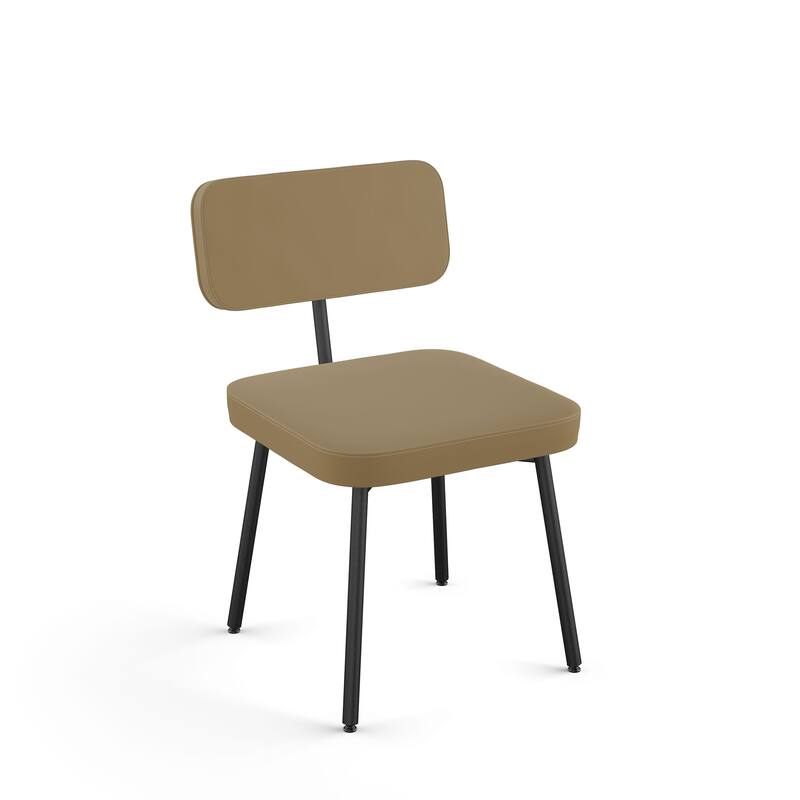 Amisco Tereza Upholstered Dining Chair with Metal Legs - Desert Tan Faux Leather / Black Metal